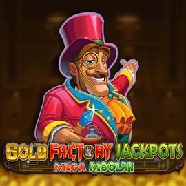 Gold Factory Jackpots Mega Moolah by Aurum Signature Studios, showcased at nomaspincasinos.com – game logo