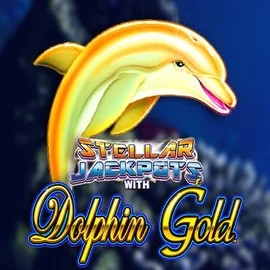 Dolphin Gold with Stellar Jackpots online game logo by Lightning Box Game on nomaspincasinos.com